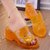 SUNTEK高跟坡跟水晶厚底妈妈凉拖鞋女夏季外穿中跟时尚塑料防滑韩版粗跟(40 168妈妈鞋黄色)
