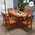 美式实木餐桌椅组合椭圆餐桌欧式复古做旧北欧家具可伸缩抽拉餐桌(1.2米一桌六椅海棠色)