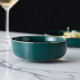 松发瓷器轻奢金边5.5英寸韩式陶瓷饭碗家用饭碗5.5英寸饭碗-孔雀绿 环保材质