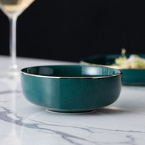 松发瓷器轻奢金边5.5英寸韩式陶瓷饭碗家用饭碗5.5英寸饭碗-孔雀绿 环保材质