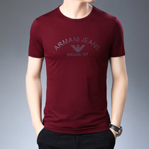 LIDENAMANI/阿玛尼男士T恤衫上衣中青年商务休闲时尚男装体恤半袖棉质衣服(红色 175/XL)