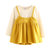 贝壳元素宝宝假两件娃娃衫 秋装新款女童童装儿童长袖裙衣tx8869(90 黄色)