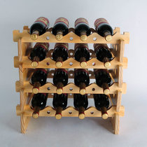 好 红酒架 可叠加格子架菱形格展示架实木落地欧式创意酒架葡萄酒架子E63(A款原木色 4瓶一层(需要几层就买数量几))