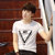 夏季衣服男士短袖T恤韩版修身体恤潮男款半袖简约(白色 L)