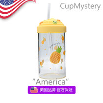 美国cup mystery进口材质可爱水果环杯图案办公室女生吸管玻璃杯(蜜蜂 双层熊猫)
