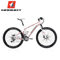 MARMOT土拨鼠变速自行车山地车男女式山地自行车30速铝合金单车(白红 标准版)