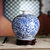 现代时尚家居客厅景德镇陶瓷青花瓷花瓶梅瓶天球石榴（含底座(石榴瓶)