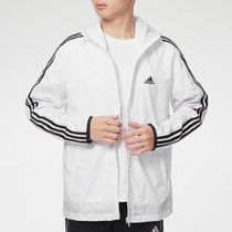 Adidas阿迪达斯外套男装 新款运动服透气休闲连帽梭织夹克开衫GQ0602(白色 L)