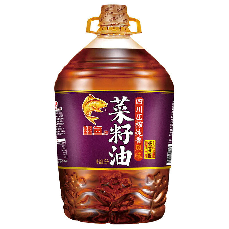 鲤鱼压榨纯香菜籽油5l非转国美甄选