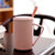 骨瓷马克杯创意情侣咖啡杯马克杯杯子个性茶杯白色简约杯子喝水带勺水杯办公室牛奶(7字杯粉红色满天星 加瓷盖 加专属勺)