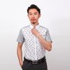 2013爆款男士立领时尚修身印花版全棉短袖衬衫C13028(灰白 38)