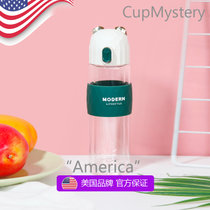 美国 cup mystery进口材质时尚大气双层带茶隔弹盖直身车载玻璃杯(安妮小女孩 双层熊猫)