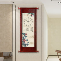 汉时（Hense)创意中式复古装饰挂钟客厅古典静音石英时钟HW69(国色天香-竖版)