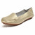 AICCO  春季新款牛皮豆豆鞋子舒适透气女鞋平底鞋夏季单鞋鞋子139-1(金色 36)