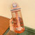 可爱儿童吸管水杯女生高颜值创意水瓶ins风学生外带便携杯子塑料(粉色580ml)