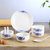 4个米饭碗+4根勺子+1个8英寸菜盘子碟子餐具套装油上彩日式青花瓷陶瓷器喝汤碗家用韩式