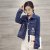 莉妮吉尔2016秋装新款牛仔短外套韩版修身显瘦单排扣长袖字母短款外套春秋(蓝色 XL)