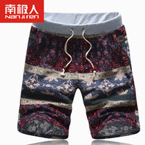 南极人夏季男士印花宽松潮男韩国风情 休闲沙滩短裤(21021-4红色)