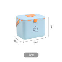 日本AKAW爱家屋大号医药箱家用大容量应急便携收纳盒急救箱(蓝色)