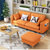 一米色彩 沙发 北欧客厅家具 布艺沙发 可拆洗日式小户型三人位 懒人沙发(橙色 三人位旗舰版)