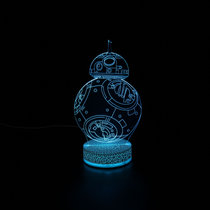 星球大战3d小夜灯机器人BB-8led触摸遥控灯七彩色装饰摆件usb台灯(红 默认)