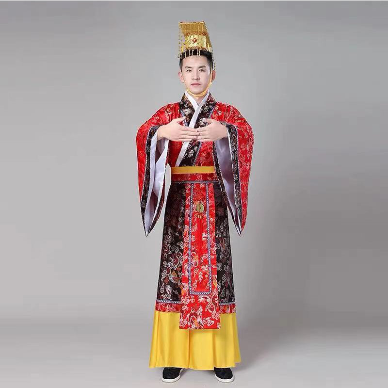 成人古装男汉服隋唐汉朝太子皇帝汉武帝服装秦始皇龙袍儿童演出服