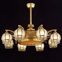 欧菲玛丽 风扇吊灯隐形负离子客厅灯欧式别墅LED全铜灯具(白色光源 8头92*52CM)