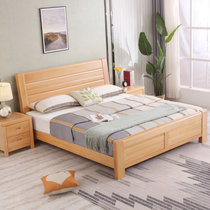 美天乐 实木床榉木床现代中式1.5米1.8米儿童床双人床单人床可做高箱床卧室婚床大床 进口榉木(1.8*2米高箱款 床)