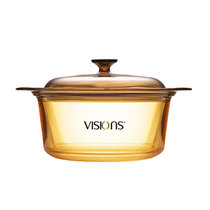 美国康宁VISIONS双耳汤锅精彩透明玻璃锅耐高温琥珀色汤锅0.8L-5L(琥珀色 VSD5L)