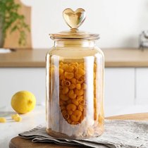 密封罐透明蜂蜜柠檬瓶泡菜坛子大号玻璃瓶食品调料茶叶储物罐带盖(【爱心盖】光身款-大号)