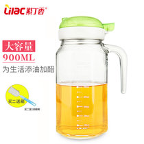 紫丁香1000ml大号油罐厨房家用油瓶套装醋壶调味料瓶加厚玻璃防漏(JA850 绿900ML)