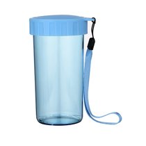 广告批發可定制水杯带提绳塑料杯子订做刻字印LOGO开业活动赠礼品(天空蓝（310ML）)