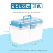 茶花小号手提收纳箱塑料食品玩具箱化妆工具箱实用整理百纳盒药箱(药箱9.5L蓝色 多种款式任选)