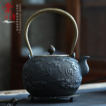 棠诗铁壶烧水壶铸铁无涂层南部铁器铜盖养生铁艺壶铁茶壶日本茶道