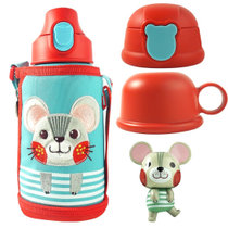 杯具熊（BEDDYBEAR）儿童保温杯带吸管儿童水杯316不锈钢儿童杯子630ml三盖礼盒装(3D版-可爱鼠)
