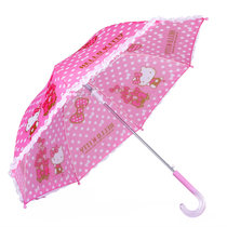 Hellokitty女童时尚花边儿童伞 宝宝直柄卡通雨伞 太阳伞 雨具 粉红色 19寸