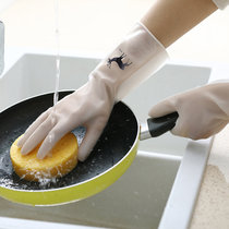 洗碗手套薄款PVC防水橡胶厨房手套洗衣清洁家务塑胶手套L  M 型号 下单备注(简约款 一双)