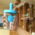 女学生吸管杯创意潮流韩版水杯子塑料夏季随手杯大号(常规款蓝色-320ml)