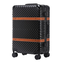 GENVAS/君华仕皮条款万向轮铝框拉杆箱旅行箱登机箱托运箱行李箱(黑色 29寸)