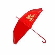 创简坊（CJIANFF）婚喜庆结婚用红雨伞创意新娘伞大红色女方出嫁蕾丝边长柄红伞(好日子红伞)