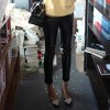 安都2013新款女装韩版中腰橡筋宽腰头白鸭绒小脚羽绒裤9354206预(黑色 S（预售10月20号发）)