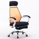 万诚家具简约家用椅子透气办公转椅人体工学网椅(白框橘黄网 钢制脚)