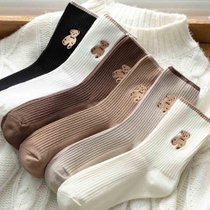 初愫5双装纯色百搭中筒日系ins可爱小熊袜均码其他 亲肤柔软、耐洗耐穿
