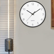 汉时（Hense）时尚简约双屏幕装饰挂钟客厅创意静音石英时钟HW65(黑色-直径25.5CM)