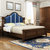 皮耐迪 床 实木床 美式乡村 卧室家具 双人床(胡桃色蓝靠 床+床头柜*2)