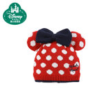 迪士尼宝宝快乐家族蝴蝶结带耳毛线帽子 婴儿帽子冬季(大红 头围48cm 建议1-2岁)