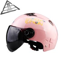 摩托车头盔电动车男女夏季四季冬季半盔半覆式帽哈雷盔个性酷(粉色叮当)