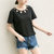 葩葩乐奇2017新款个性领口镂空短袖T恤学生上衣xiangaiba542(黑色 L)