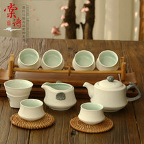 棠诗茶道雪花釉茶具套装功夫茶具10件套陶瓷茶具整套功夫茶杯茶壶(竹节套装 其他)