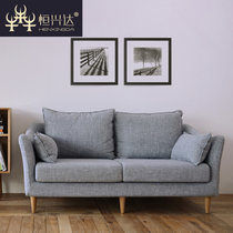 恒兴达 北欧日式白橡木全实木框架可拆洗羽绒布艺沙发简约现代小户型三人位组合(灰色 1+2+3组合)